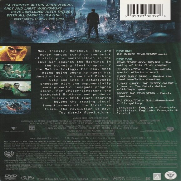 The Matrix Revolutions - 2 Disc Widescreen Edition - Picture 2 of 2